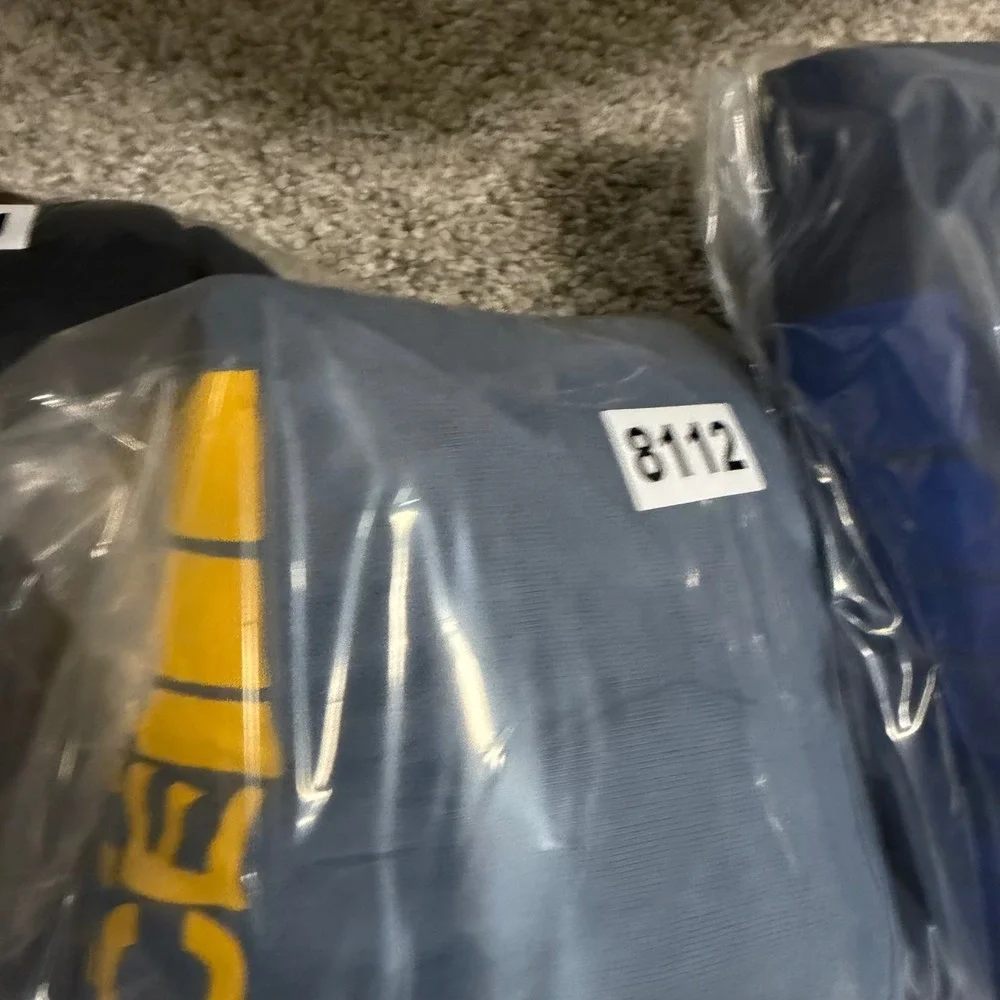The North Face Mens Blue Yellow Logo Pullover Hoodie Fleece Sweatshirt Medium